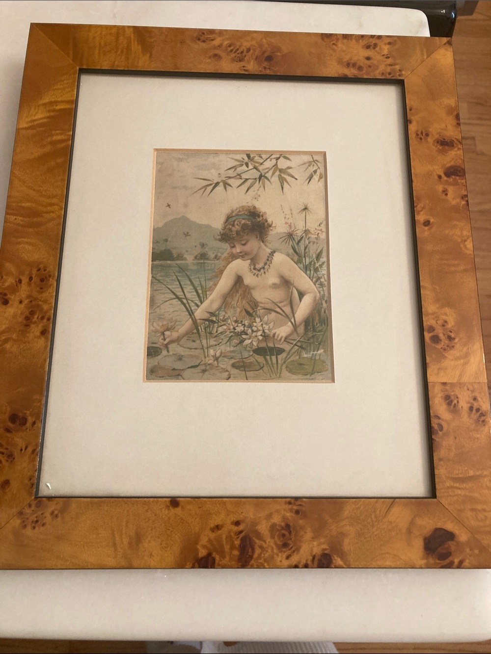 Spectacular semi antique water color on silk after Cowille purchased in London